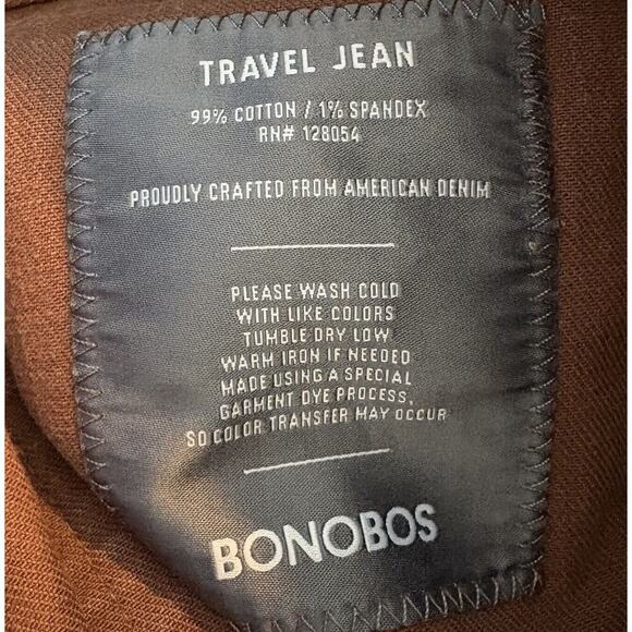 Bonobos‎ Jeans Mens Brown Travel Jeans Size W32 L32 (1497) - Picture 6 of 7